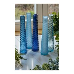 Декоративные стеклянные вазы SKY AND SEA, голубая гамма, 32 см (5 шт.), Kaemingk 870133