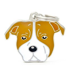 Адресник на ошейник My Family Colors Friends Американский стаффордширский терьер бежевый/белый