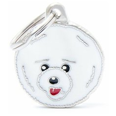 Адресник на ошейник My Family Colors Friends Бишон фризе белый/серебристый