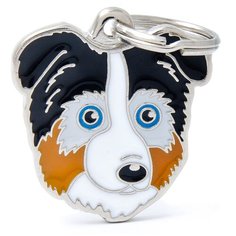 Адресник на ошейник My Family Colors Friends Австралийская овчарка черный/белый/бежевый