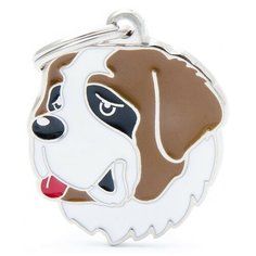 Адресник на ошейник My Family Colors Friends Сенбернар белый/бежевый/серебристый