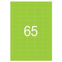 Этикетка самоклеящаяся 38х21,2 мм, 65 этикеток, неоново-зеленая, 65 г/м2, 50 листов, STAFF, 128846