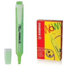 Текстмаркер Stabilo "Swing cool", скошенный наконечник 1-4 мм, карманный клип, зеленый (275/33)