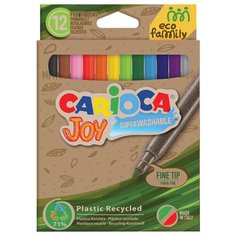 Фломастеры Carioca "JOY. EcoFamily", 12цв., смываемые, картон, европодвес