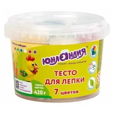 Пластилин на растительной основе (тесто для лепки) юнландия, 7 цветов, 420 г, пластиковое ведро, 105506
