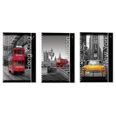 Тетрадь А4 80 л. АЛЬТ гребень, клетка, глянцевая ламинация, "Города" (3 вида), 7-80-001