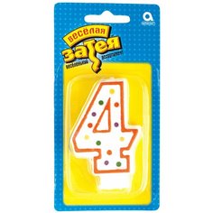 Праздничная свеча цифра "4" высотой 7,6 см Веселая Затея