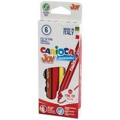 Фломастеры CARIOCA (Италия) "Joy", 6 цветов, суперсмываемые, вентилируемый колпачок, картонная коробка, 40613