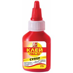 Клей ПВА-М ЛУЧ "Супер" (бумага, картон, кожа, ткань, дерево, стекло, фотографии), 25 г, 18С 1187-08