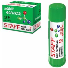 Клей-карандаш STAFF "Profit", 10 г, PVP-основа, новая формула, россия, 225000
