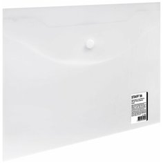 Папка-конверт с кнопкой малого формата (240х190 мм), А5, матовая, прозрачная, 0,15 мм, STAFF, 270463