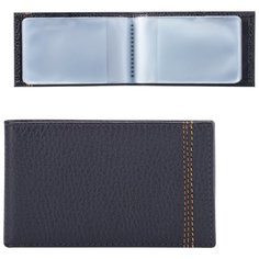 Визитница карманная FABULA "Brooklyn" на 40 визитных карт, натуральная кожа, контрастная отстрочка, синяя, V.82.BR