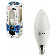 Лампа светодиодная ЭРА, 7 (60) Вт, цоколь E14, "свеча", холодный белый свет, 30000 ч., LED smdB35-7w-840-E14 ERA