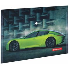 Папка-конверт с кнопкой BRAUBERG "SPORT CAR", А4, 160 мкм, до 100 листов, цветная печать, 228043