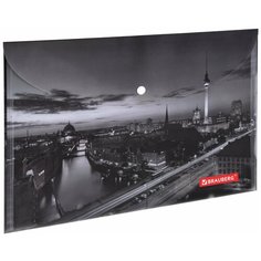 Папка-конверт с кнопкой BRAUBERG "NIGHT CITY", А4, 160 мкм, цветная печать, 228033