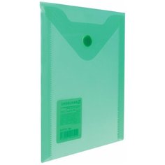Папка-конверт с кнопкой малого формата (105х148 мм), А6, зеленая, 0,18 мм, BRAUBERG, 227318