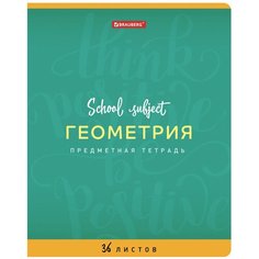 Тетрадь предметная палитра знаний 36 листов, обложка мелованная бумага, геометрия, клетка, BRAUBERG, 403503