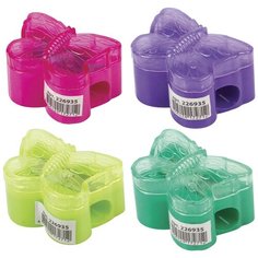 Точилка пифагор с контейнером, пластиковая, "Бабочка", цвет корпуса ассорти, 226935