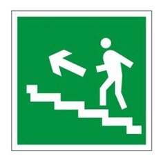 Знак эвакуационный "Направление к эвакуационному выходу по лестнице налево вверх", квадрат, 200х200 мм, самоклейка, 610021/Е 16 Foliant