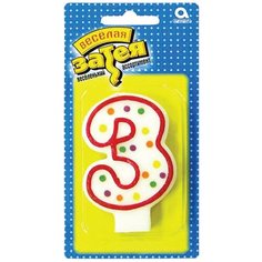 Праздничная свеча цифра "3" высотой 7,6 см Веселая Затея