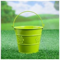 Кашпо "Ведерко" 9,5*9,5*9,5 см зеленое 3924631 Take It Easy