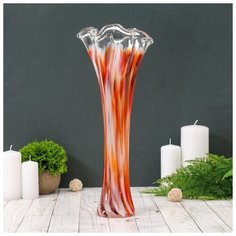 Ваза "Волна" 40 см, красно-бело-марганцевая 1984727 Сима ленд