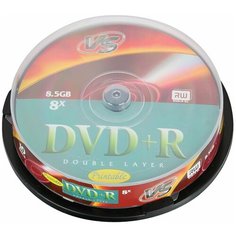 Диски DVD+R VS 8,5 Gb 8x, комплект 10 шт., Cake Box, двухслойный, VSDVDPRDLCB1002