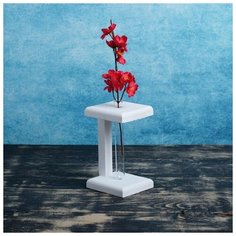 Кашпо деревянное 9×9×24 см с 1 колбой "Квадрат", белый Дарим Красиво 4427652