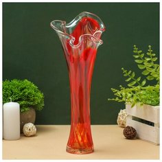 Ваза "Волна" 28 см, красно-марганцевая 1984739 Сима ленд