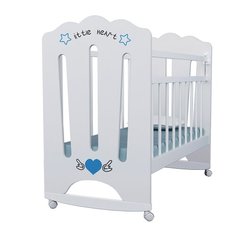 Кровать детская Little Heart (фигур.спин., колесо-качалка ) белый Антел