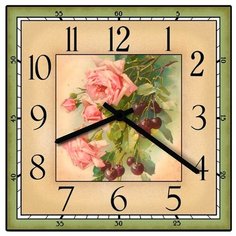SvS Настенные часы SvS 3001078 Kitchen Роза и вишня СВС