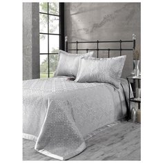 Покрывало жаккард с наволочками "KARNA" стеганое AFRODIT 260x260, (50x70)*2шт; Серый ; Размер: Суперевро