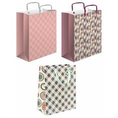 Пакет подарочный ламинированный 26x32,4x12,7см Veld-co "Ромбы и часы", 12шт. (55195)