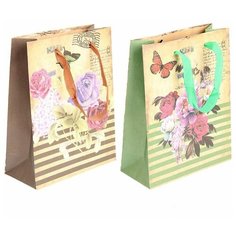 Пакет подарочный из крафт-бумаги 18x23x8см Veld-co "Цветочный восторг", 12шт. (58153)