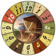 SvS Настенные часы SvS 3002411 Автомото девушка СВС