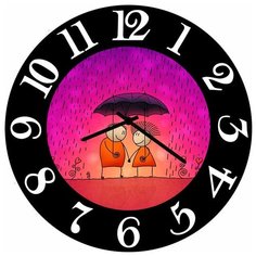 SvS Настенные часы SvS 3502490 Двое по зонтом в черной рамке СВС