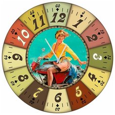 SvS Настенные часы SvS 3002404 Девушка на мотоцикле СВС