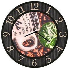 SvS Настенные часы SvS 3002295 Kitchen Кофейные зерна и зеленый лист СВС