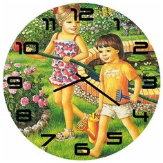 SvS Настенные часы SvS 3502616 Девочка с мальчиком в саду СВС