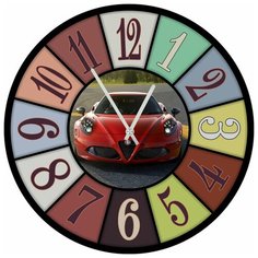 SvS Настенные часы SvS 3502800 Красная машина в рамке СВС