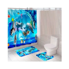 Комплект штора и 2 коврика для ванной комнаты "Океан-1" Santrade