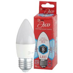 ECO LED B35-8W-840-E27 ЭРА (диод, свеча, 8Вт, нейтр, E27) (10/100/3500) Б0030021 (упаковка 10 шт) ERA