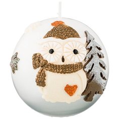 Свеча декоративная Adpal Сова удачи, шар, диаметр 8 см, высота 8 см (348-812)