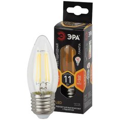 F-LED B35-11w-827-E27 ЭРА (филамент, свеча, 11Вт, тепл, E27) (10/100/5000) Б0046986 (упаковка 10 шт) ERA