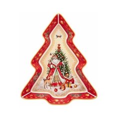 Блюдо-елка Lefard "Дед Мороз", 25*21*4 см, красное (85-1754)