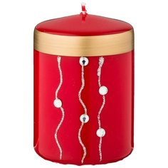 Свеча декоративная Adpal Волшебное сияние, столбик, red, диаметр 7 см, высота 9,5 см (348-820)
