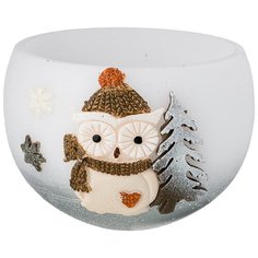 Свеча декоративная Adpal Сова удачи, чаша, диаметр 12 см, высота 9 см (348-813)