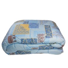 Одеяло ватное Бивик 172х205 см, 2 спальное, бязь, цвет: голубой, желтый, орнамент