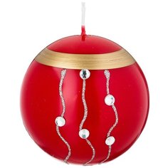 Свеча декоративная Adpal Волшебное сияние, шар, red, диаметр 8 см, высота 9 см (348-822)