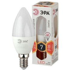 Лампа светодиодная B35-7w-827-E14 свеча 560лм ЭРА Б0020538 (упаковка 10 шт) ERA